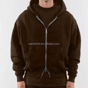 Sweats à capuche zippés vintage personnalisés, streetwear, sweat à capuche zippé uni de meilleure qualité, en polaire épaisse, surdimensionné, lourd et vieilli - Product Image 2