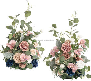 Arrangement <span class=keywords><strong>marsala</strong></span> et fard à joues de fleurs artificielles autoportantes pour décor floral d'allée d'arcade de mariage - Product Image 5