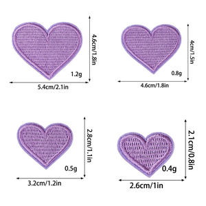 卸売価格 激安 4サイズ 刺繍 アイロン接着 白 黒 赤 ハート 無地 ワッペン 衣類用 - Product Image 2