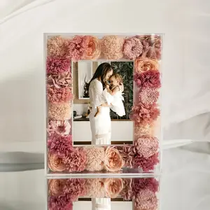 Mischung blumen-Design vielfältige Blumenarrangement ewige getrocknete Rose Rahmen konservierte Rosen Fotorahmen für Heimdekoration