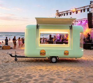 Remolque de Comida Curvo de un Solo Eje con Ventana de Servicio LED, Carrito Móvil para Venta de Hamburguesas y Perritos Calientes para Playa, Festival de Música - Product Image 1