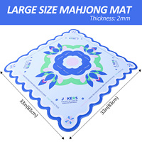 Tapis de Mahjong Américain Bleu à Motifs Floraux, Design de Luxe Personnalisé, en Caoutchouc, 33x33 pouces, Durable et Portable pour le Divertissement en Casino