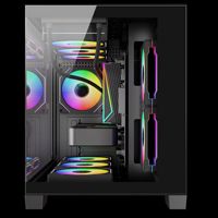 Boîtier d'ordinateur de bureau micro ATX pour console de jeu, style vertical entièrement transparent en acier, refroidissement liquide, vue sur la mer, HD-AUDIOMIC
