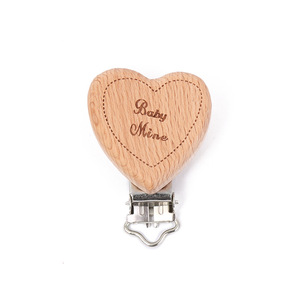 Clip para chupete de madera de haya natural con diseño de animal grabado, soporte de madera para chupete de dibujos animados, clip para chupete para cadena de dentición DIY para bebés - Product Image 6