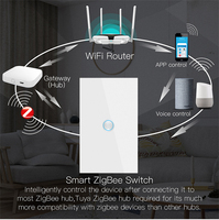 Interruptores Inteligentes de Pared de Vidrio Templado con Control Remoto WiFi ZigBee y Control por Aplicación Tuya Smart Home