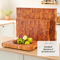 Planche à découper de luxe en bois d'acajou à grain traversant, personnalisable, antidérapante, extra large, pour comptoir, type bloc de boucher