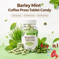 Tablet Permen Kopi Barley Mint Label Pribadi, Tablet Penyegar Energi Xylitol Bebas Gula, Tanpa Pewarna Buatan, Tanpa Perisa Buatan