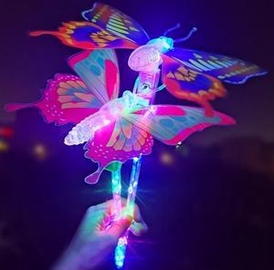 Çocuk parlayan kelebek uçan sopa LED sihirli yıldız peri değnek Light Up Glow Sticks çocuklar oyuncak toptan - Product Image 4