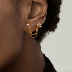 CANNER Fine Jewelry 925 Sterling Silver <b>Earrings</b> Long Tassel <b>Chain</b> Link 18k Gold Plated Zircon <b>Stud</b> <b>Earrings</b> for Woman - Product Image 2
