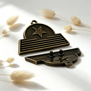 Étiquette métallique vintage rétro personnalisée, pendentif métallique personnalisé, composant en alliage de zinc à motif personnalisé pour porte-clés, accessoire vestimentaire - Product Image 3