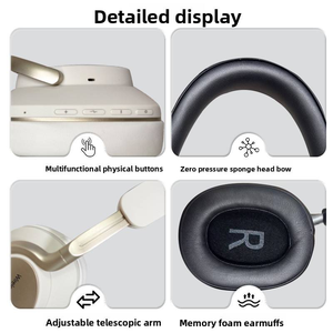 Auriculares Inalámbricos Over-Ear de Cuero Rojo 5.0 con Cancelación Activa de Ruido, Sonido Hi-Fi y Control Táctil - Product Image 2