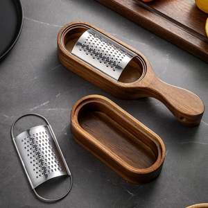 Stainless Steel Cheese Grater with Acacia <b>Wood</b> Storage <b>Box</b>-Sustainable Hand Wash <b>Tool</b> for Cutting and Serving Cheese - Product Image 3