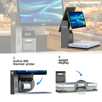 Terminal de point de vente interactif tout-en-un à double écran pour supermarchés et magasins de proximité – Caisse enregistreuse commerciale compacte en gros