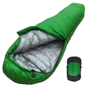 Factory Custom 4 Seasons Warm Cold Weather Lightweight Portable Waterproof Goose Down Adult Mummy Sleeping Bag