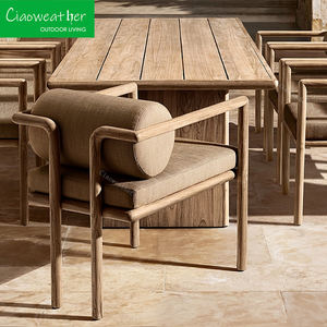 Patio Muebles de madera Muebles de jardín Juego de comedor <span class=keywords><strong>Villa</strong></span> de madera maciza Sillón de comedor de teca Silla lateral de madera - Product Image 2