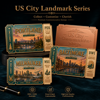 1 ons 999 Tembaga Murni Koin Stempel Landmark Amerika High Relief dengan Lapisan UV Seperti Proof, Hadiah untuk Pelancong