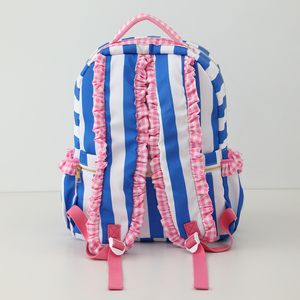 Venta al por mayor <span class=keywords><strong>de</strong></span> encaje <span class=keywords><strong>de</strong></span> viaje para niños <span class=keywords><strong>mochilas</strong></span> escolares para estudiantes <span class=keywords><strong>de</strong></span> gran capacidad personalizada volante raya mochila <span class=keywords><strong>de</strong></span> nailon para niñas - Product Image 5