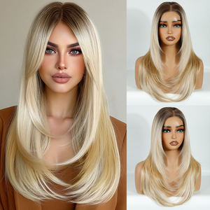 Rebecca 공장 합성 13x3 HD 레이스 가발 뽑은 HD 레이스 당 내열 섬유 합성 머리 접착제 없는 레이어드 헤어 가발 - Product Image 1