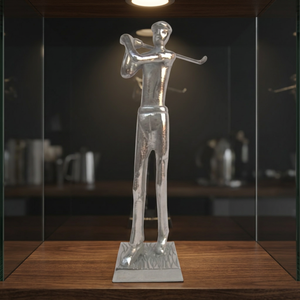 Modern Silver Golfer <b>Figurative</b> Sculpture Handmade Metal Art Decor for Tabletop Living Room - Product Image 2