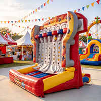 Jeu gonflable interactif commercial pour adultes, très demandé pour la location, incluant des jeux de basket-ball gonflables, Connect 4 et jeux de tir de carnaval