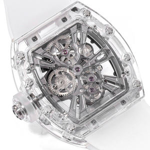 Reloj de Pulsera Transparente con Forma de Barril para Hombre, Correa de Fluororubber Blanca, Lujoso, Elegante, para Uso Diario y Fiestas - Product Image 5