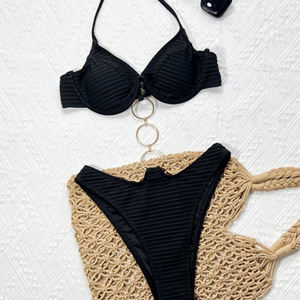 YY6342 cincin 2 potong Bikini putih cincin emas Bandeau Bikini - Product Image 2