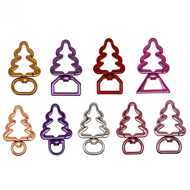 Nuevo diseño estilo Snap Clip gancho anillo árbol de Navidad diseño primavera puerta cierre hebilla adorno de Navidad para llavero bolso