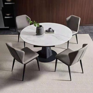 Usine pivotante nordique 12mm <span class=keywords><strong>Table</strong></span> basse <span class=keywords><strong>Table</strong></span> à manger ronde extensible de luxe <span class=keywords><strong>Table</strong></span> à manger ronde en céramique avec centre rotatif - Product Image 6