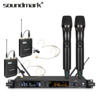 Microphone sans fil portatif à double canal Soundmark G-40S de haute qualité, véritable diversité, piles AA, construction métallique, 470-558 MHz