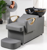 Nouveau fauteuil de lavage de cheveux en cuir synthétique moderne avec bassin en céramique, design thaïlandais semi-inclinable pour massage