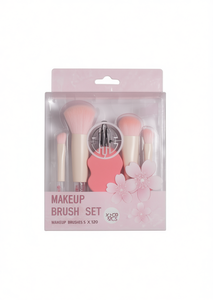 Set di pennelli per trucco, 5 pezzi, pelo sintetico, manico in plastica, ghiera rotonda per l'applicazione del trucco - Product Image 1