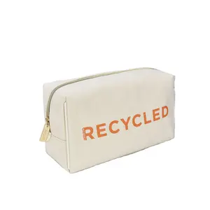 सेडेक्स/एलवीएमएच पुनर्नवीनीकरण पर्यावरण के अनुकूल थोक कार्बनिक कपास कैनवास धातु जिपर निजी लेबल कस्टम कॉस्मेटिक बैग मेकअप बैग