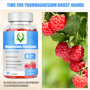 Gomitas de Glicinato de Magnesio de Marca Privada OEM, Sin Azúcar, Extra Fuertes, para Dormir Mejor, Relajación Muscular, Calma Mental, Sabor Frambuesa - Product Image 5