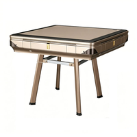 Table de Mahjong de Luxe Entièrement Automatique avec Mélangeur Manuel, Chargement USB et Pieds en Acier Inoxydable pour Jeux de Casino