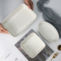 Ensemble de bols à pâtes ovales et rectangulaires, vaisselle de cuisine personnalisée, en relief de céramique blanche, 24 pièces