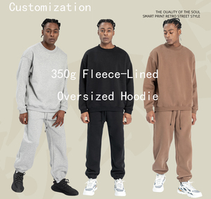 <span class=keywords><strong>Felpa</strong></span> con Collo Tondo Foderata in Pile 350g per <span class=keywords><strong>Uomo</strong></span>, Stile <span class=keywords><strong>Oversize</strong></span> Autunno Inverno, Top Maschile Ampio Personalizzabile - Product Image 1