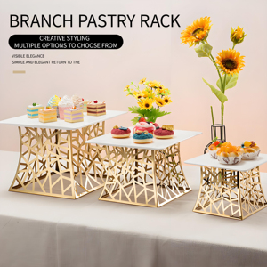 Support à gâteaux en métal YITIAN pour décoration de mariage, table de présentation de desserts, buffet, nourriture, bonbons, nouveau design, support à gâteaux en or à écailles de <span class=keywords><strong>poisson</strong></span> - Product Image 2