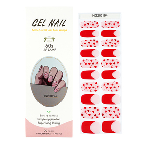 Tiras de <span class=keywords><strong>Uñas</strong></span> de Gel Semicuradas 3D para el Día de San Valentín, 20 Piezas, Fáciles de Usar, Calidad de Salón, Requiere Luz UV, Adhesivos para <span class=keywords><strong>Uñas</strong></span> de Gel, Rojo <span class=keywords><strong>Amor</strong></span> - Product Image 5