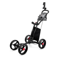 Carrito de Golf Plegable PGM de 4 Ruedas con Freno Manual, Soporte para Sombrilla y Porta Botella de Agua, Carrito Manual Ligero