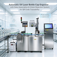 Machine de marquage de bouchons de bouteilles au laser UV avec inspection par vision IA et association des données - Anti-contrefaçon et traçabilité