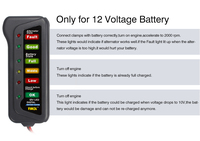 Probador de Baterías de Automóvil y Motocicleta Portátil de 12 V, Mini Probador de Alternador Digital con Pantalla de 6 Luces LED, Dispositivo de Prueba de Baterías Automotrices