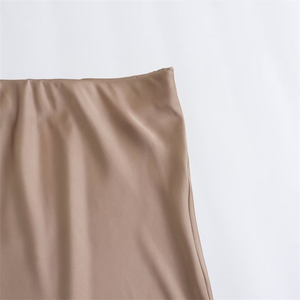 ZATRHMBM Falda <span class=keywords><strong>Midi</strong></span> de Satén Multicolor para Mujer Nueva Moda Otoño 2025 Falda Vintage de Corte A y Cintura Alta para Mujer - Product Image 5
