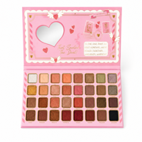 Palette de fards à paupières 32 couleurs, poudre minérale nacrée, fini mat, haute pigmentation, résistante à l'eau, sans cruauté animale, avec miroir cœur et motif papillon