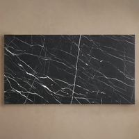 Table basse rectangulaire en marbre Nero Marquina, plateau épais et massif, base flottante, table de salon