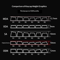 Claviers à touches dégradées gravées sur le côté Contour 4.0, matériau PBT, compatibles avec l'axe magnétique d'origine, claviers topographiques