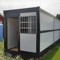 Maison conteneur pliable de 20 pieds, bâtiment préfabriqué modulaire en acier extensible avec fenêtre de sécurité pour bureau de chantier ou dortoir de travailleurs