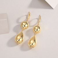 Boucles d'oreilles pendantes en forme de goutte d'eau en moissanite taille brillant rond, plaquées rhodium, en argent sterling 925 pour femmes