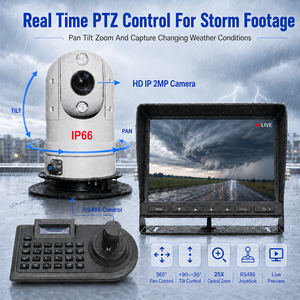 กล้องติดรถยนต์ PTZ กันน้ำ IP66 พร้อมระบบมองกลางคืน IPC ความละเอียด 2MP แบบโดม ซูมออปติคอล 25 เท่า ชุดติดตั้งบนหลังคาสำหรับไล่ตามพายุ พร้อมกล้องบันทึกภาพเคลื่อนไหวแบบพกพา DVR และการ์ด SD - Product Image 3