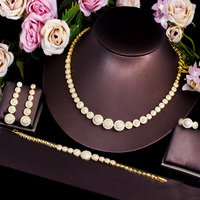 Ensembles de Bijoux Luxe en Or Plaqué de Dubaï avec Zircone Cubique Forme Ronde pour Mariées Africaines et Indiennes, Romantiques pour Femmes, Mariage et Cérémonies Nuptiales