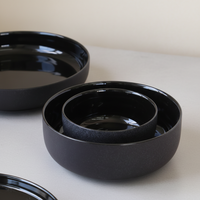 Bol de soupe à salade de nouilles de riz, design moderne personnalisé, noir brillant rond en céramique avec logo